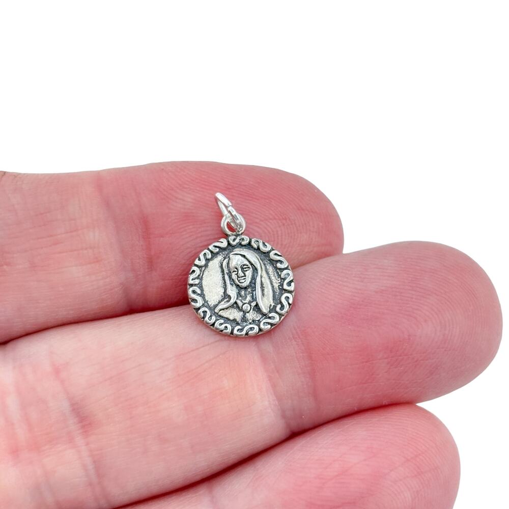 Vintage Sterling Silver 925 Virgin Mary Medal Pendant